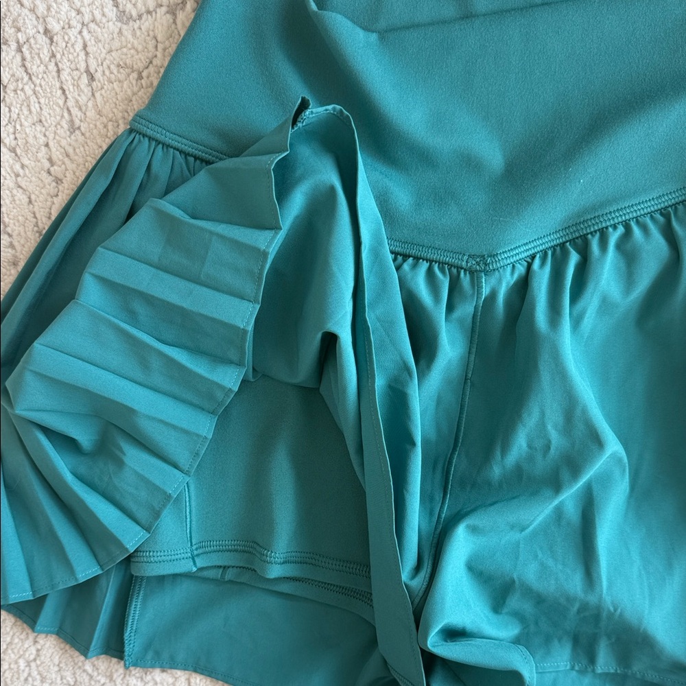 aerie Teal Pleated Waistband Athletic Shorts - Picture 5 of 5